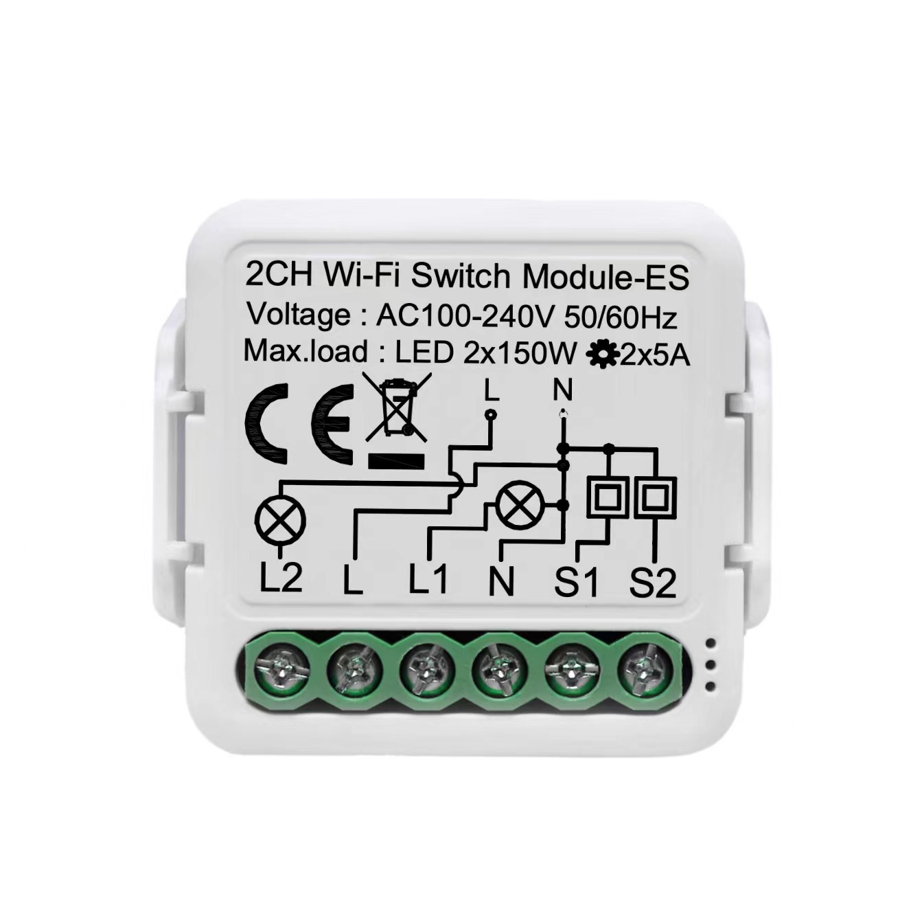 2 Gang Wi-Fi/Zigbee Switch Module with M